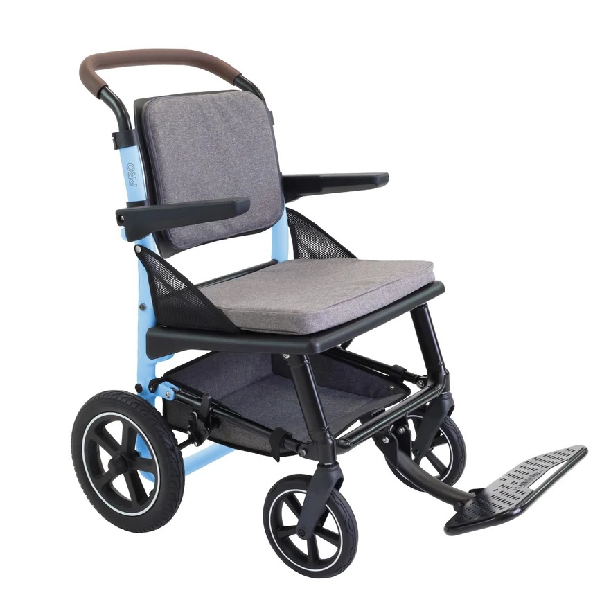 Fauteuil roulant pliant léger, fauteuil roulant de transport - bleu/blanc - KMINA PRO - K10082/K10083 – Image 2