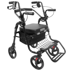 Déambulateur 2 en 1, rollator pour personnes âgées et adultes - noir/bleu - KMINA - K10047 / K10055