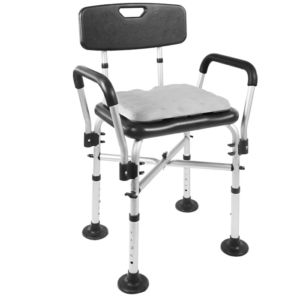 Chaise de douche rembourrée réglable, avec accoudoirs (150 kg), chaise de bain ultra-légère pour seniors, siège noir/blanc - KMINA - K30016/K30017