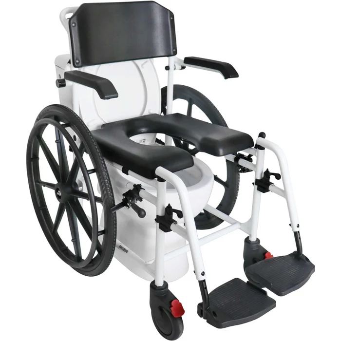 Fauteuil roulant de douche autopropulsé avec toilettes noire/bleue - KMINA - K30031/K30032 – Image 3