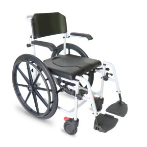 Fauteuil roulant de douche autopropulsé avec toilettes noire/bleue - KMINA - K30031/K30032