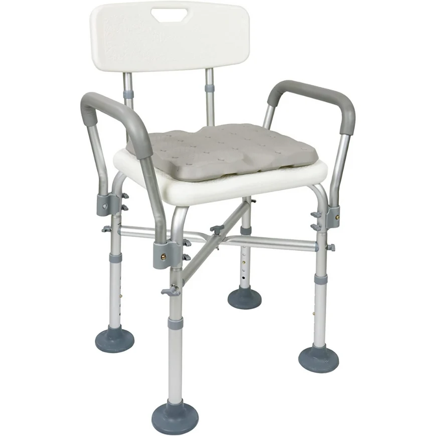 Chaise de douche rembourrée réglable, avec accoudoirs (150 kg), chaise de bain ultra-légère pour seniors, siège noir/blanc - KMINA - K30016/K30017 – Image 2