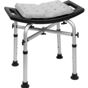 Tabouret de douche rembourré, réglable (150 kg), tabouret de salle de bain pour seniors, noir/blanc - KMINA - K30009/K30018