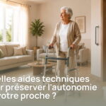 Personne âgée autonome à domicile grâce à des aides techniques adaptées au Maroc