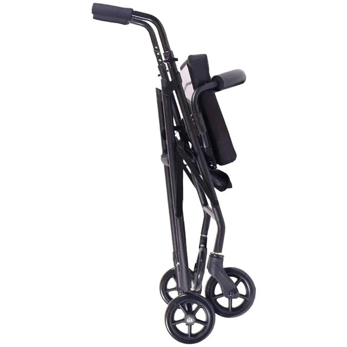 Déambulateur pour personnes âgées et adultes avec siège, 4 roues et frein à pression (noir / gris-noir) | KMINA | K10013 / K10014 – Image 6