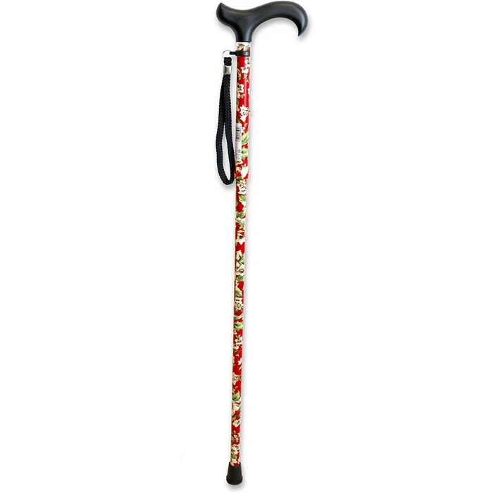 Canne pliante, bâton de marche pour seniors, fleurs rouges / bleues | KMINA | K10020 / K10021 – Image 5