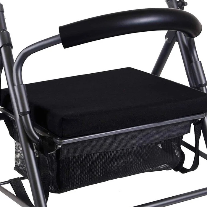 Déambulateur pour personnes âgées et adultes avec siège, 4 roues et frein à pression (noir / gris-noir) | KMINA | K10013 / K10014 – Image 8