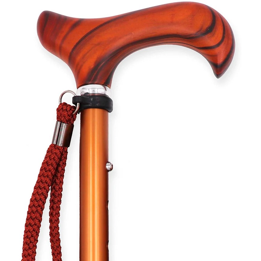 Canne extensible, bâton de marche pour seniors, couleur bois / aluminium noir | KMINA | K10031 / K10023