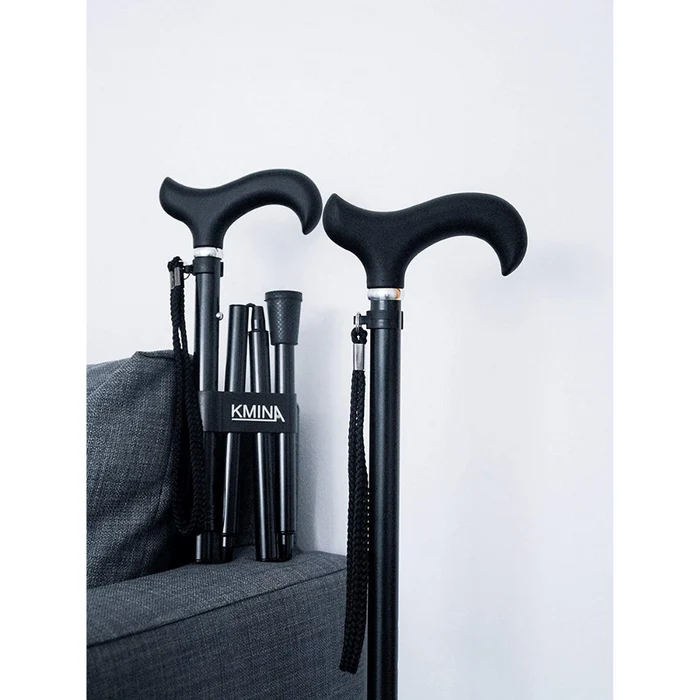 Canne pliante, bâton de marche pour seniors, aluminium noir | KMINA | K10019 – Image 5