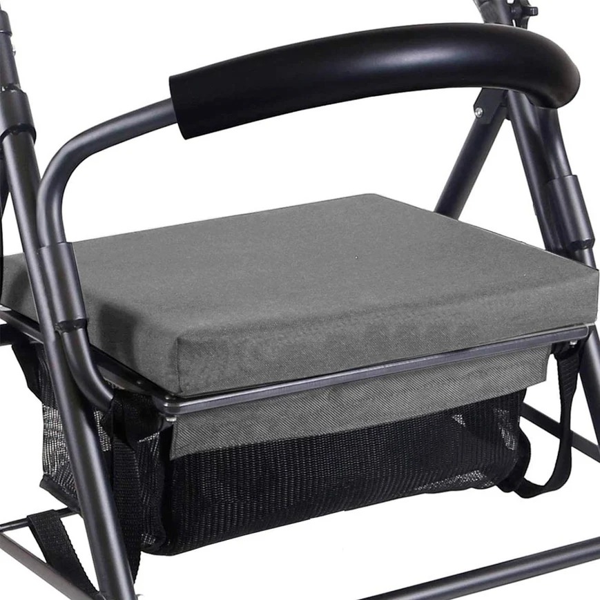 Déambulateur pour personnes âgées et adultes avec siège, 4 roues et frein à pression (noir / gris-noir) | KMINA | K10013 / K10014 – Image 9