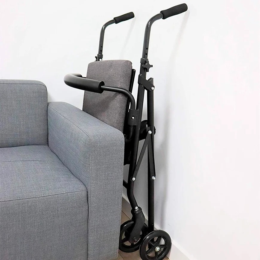 Déambulateur pour personnes âgées et adultes avec siège, 4 roues et frein à pression (noir / gris-noir) | KMINA | K10013 / K10014 – Image 7